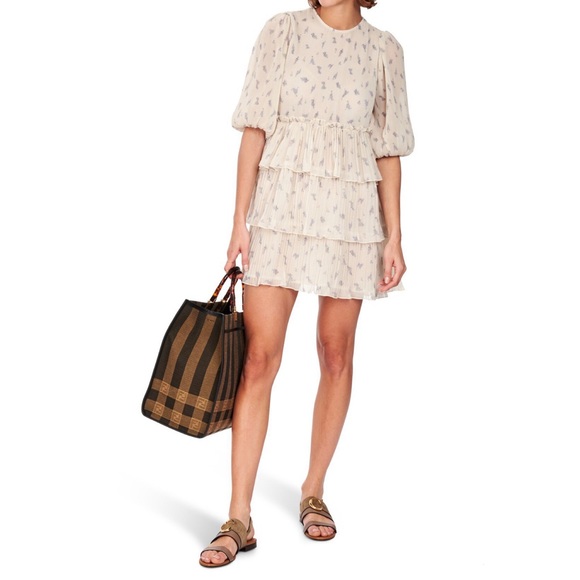 Chloé Grey C Logo Plaque In Motty Sandals - Picture 3 of 4